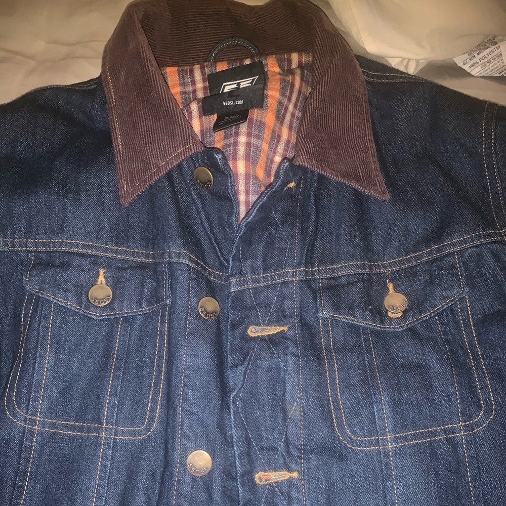 55DSL Jean Jacket with Brown Corduroy Collar